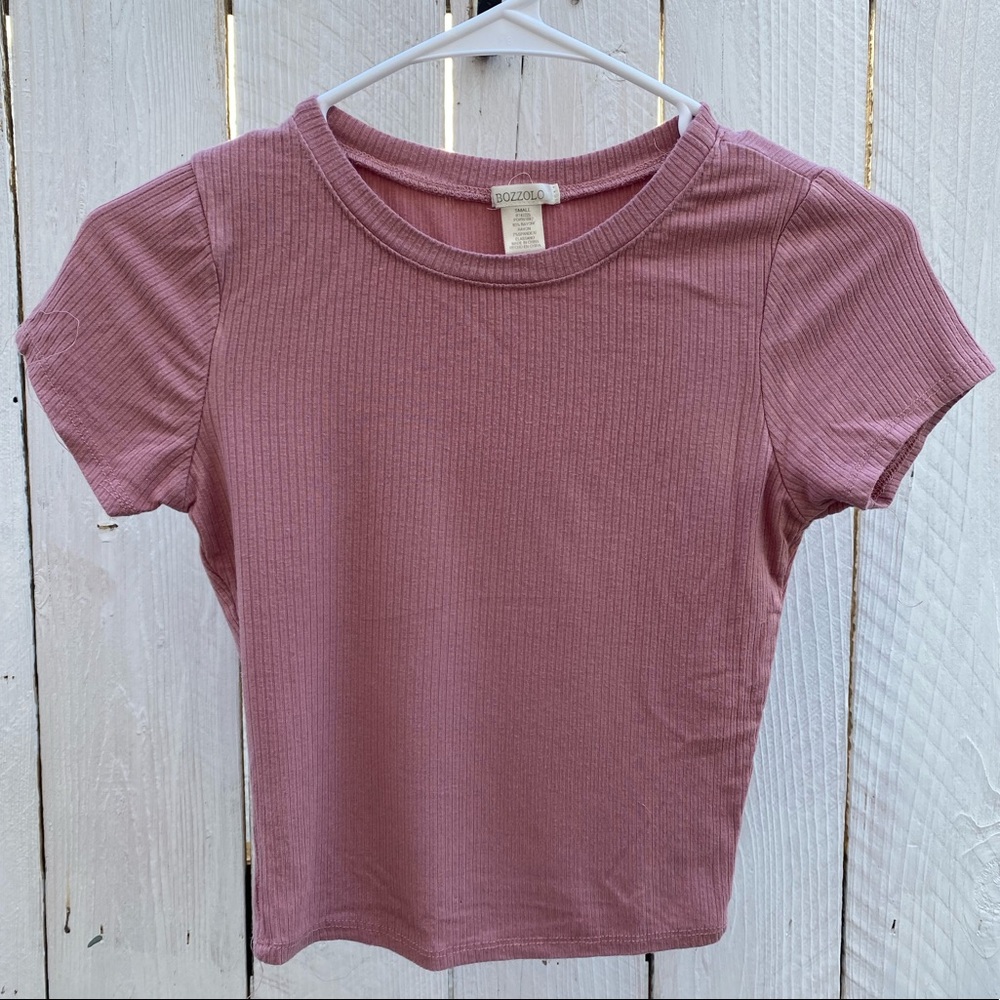 MAUVE CROPPED TOP SHORT SLEEVE